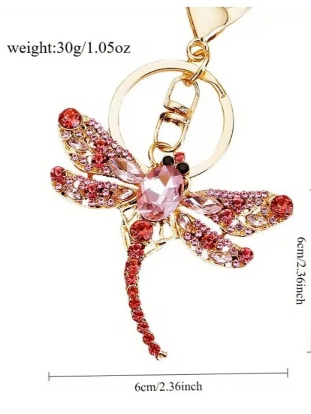 Betsey Johnson Dragonfly Earrings & Pink Crystal Rhinestone Keychain Bundle